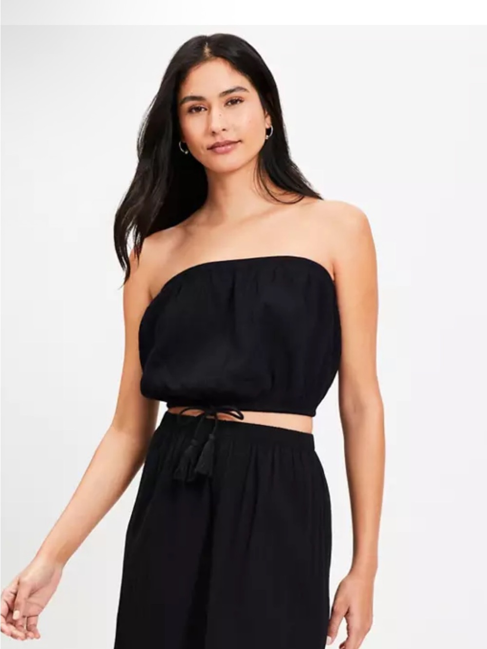 LOFT Beach Crinkle Strapless Bubble Hem crop top NWT